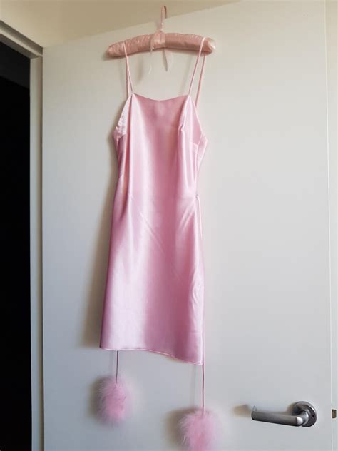 dyspnea gold digger mini slip dress in baby pink 